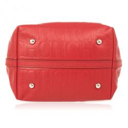 Carolina Herrera Red Monogram Embossed Extra Small Matryoshka Tote