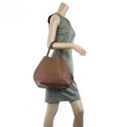 Pre Owned Carolina Herrera Brown Matryoshka Leather Tote