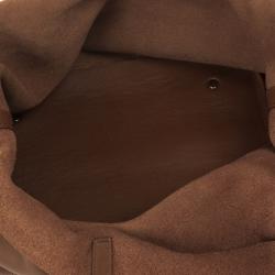 Pre Owned Carolina Herrera Brown Matryoshka Leather Tote