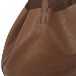 Pre Owned Carolina Herrera Brown Matryoshka Leather Tote
