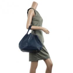 Pre Owned Carolina Herrera Blue Leather Matryoshka Tote