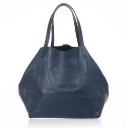 Pre Owned Carolina Herrera Blue Leather Matryoshka Tote