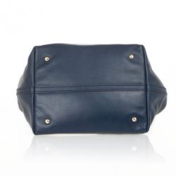 Pre Owned Carolina Herrera Blue Leather Matryoshka Tote