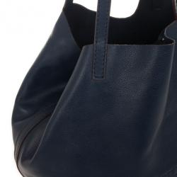Pre Owned Carolina Herrera Blue Leather Matryoshka Tote