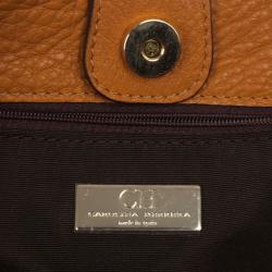 Pre Owned Carolina Herrera Orange Monogram Embossed Bow "New Anna" Tote