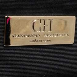 Pre Owned Carolina Herrera Black Monogram Leather Matteo Tote