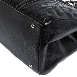 Pre Owned Carolina Herrera Black Monogram Leather Matteo Tote