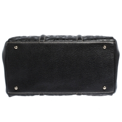 Pre Owned Carolina Herrera Black Monogram Leather Matteo Tote