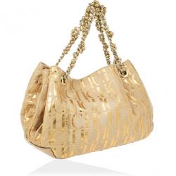 Pre Owned Carolina Herrera Metallic Monogram CH Leather Tote