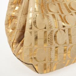 Pre Owned Carolina Herrera Metallic Monogram CH Leather Tote