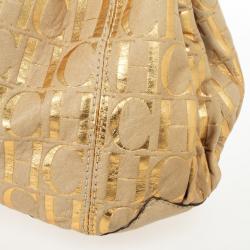 Pre Owned Carolina Herrera Metallic Monogram CH Leather Tote