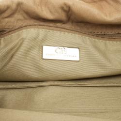 Pre Owned Carolina Herrera Metallic Monogram CH Leather Tote