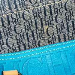 Pre Owned Carolina Herrera Blue Monogram Embossed Leather Tote