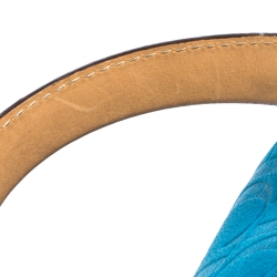 Pre Owned Carolina Herrera Blue Monogram Embossed Leather Tote