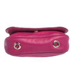 Pre Owned Carolina Herrera Magenta Leather Flap Shoulder Bag