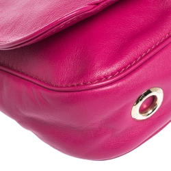 Pre Owned Carolina Herrera Magenta Leather Flap Shoulder Bag