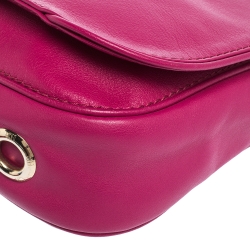 Pre Owned Carolina Herrera Magenta Leather Flap Shoulder Bag
