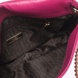 Pre Owned Carolina Herrera Magenta Leather Flap Shoulder Bag