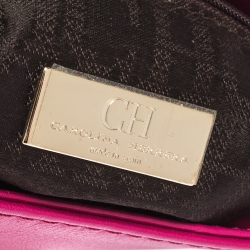 Pre Owned Carolina Herrera Magenta Leather Flap Shoulder Bag