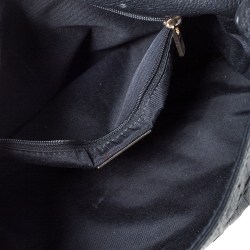 Pre Owned Carolina Herrera Black Embossed Leather Audrey Shoulder Bag