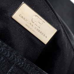 Pre Owned Carolina Herrera Black Embossed Leather Audrey Shoulder Bag