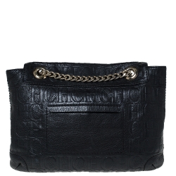 Pre Owned Carolina Herrera Black Embossed Leather Audrey Shoulder Bag