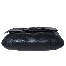 Pre Owned Carolina Herrera Black Embossed Leather Audrey Shoulder Bag