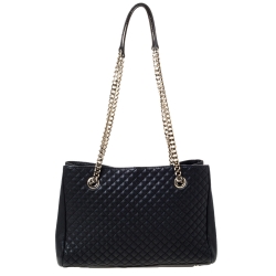 Pre Owned Carolina Herrera Black Quilted Leather Tote