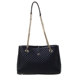 Pre Owned Carolina Herrera Black Quilted Leather Tote