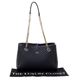 Pre Owned Carolina Herrera Black Quilted Leather Tote
