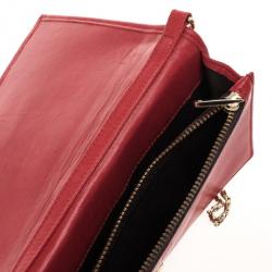 Pre Owned Carolina Herrera Red Leather Embossed Tassel Chain Clutch