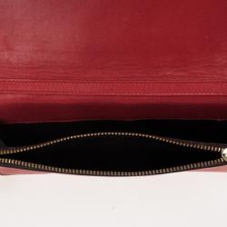 Pre Owned Carolina Herrera Red Leather Embossed Tassel Chain Clutch