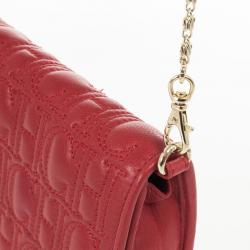 Pre Owned Carolina Herrera Red Leather Embossed Tassel Chain Clutch