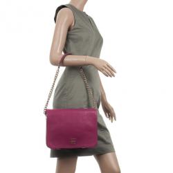 Pre Owned Carolina Herrera Fuchsia Flap Bag