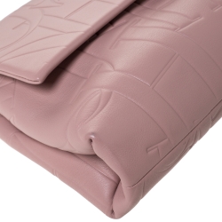 Pre Owned حقيبة كارولينا هيريرا يد علوية جلد منقوشة وردية