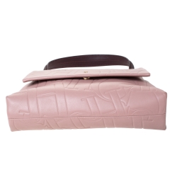 Pre Owned حقيبة كارولينا هيريرا يد علوية جلد منقوشة وردية