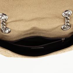 Pre Owned Carolina Herrera 'Holly' Gold Monogram Embossed Bag