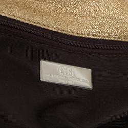 Pre Owned Carolina Herrera 'Holly' Gold Monogram Embossed Bag