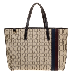 Pre Owned Carolina Herrera Multicolor Monogram Canvas and Leather Shopper Tote