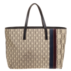 Pre Owned Carolina Herrera Multicolor Monogram Canvas and Leather Shopper Tote
