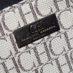 Pre Owned Carolina Herrera Multicolor Monogram Canvas and Leather Shopper Tote