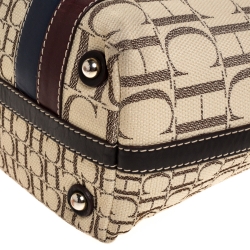 Pre Owned Carolina Herrera Multicolor Monogram Canvas and Leather Shopper Tote