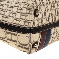 Pre Owned Carolina Herrera Multicolor Monogram Canvas and Leather Shopper Tote