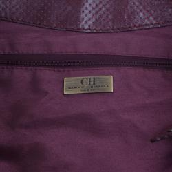 Pre Owned Carolina Herrera Burgundy CH Metallic Shoulder Bag