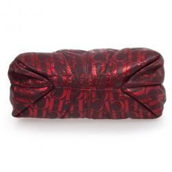 Pre Owned Carolina Herrera Burgundy CH Metallic Shoulder Bag