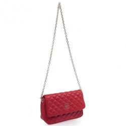 Pre Owned Carolina Herrera Red Quilted Flap Bag