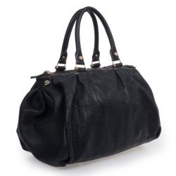 Pre Owned Carolina Herrera Black Monogram Boston Bag