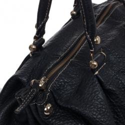 Pre Owned Carolina Herrera Black Monogram Boston Bag