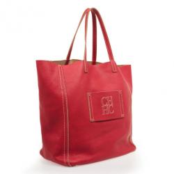 Pre Owned Carolina Herrera Red Leather Tote