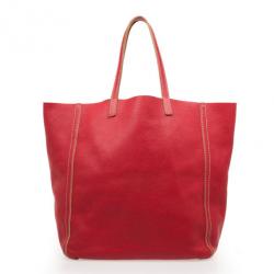 Pre Owned Carolina Herrera Red Leather Tote
